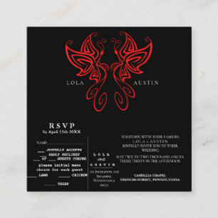 Schwarz und Weiß Moderne Elegance Wedding RED Alle Begleitkarte