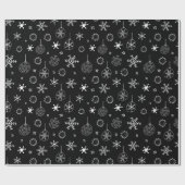 Schwarz und Weiß Moderne Schneeflocken Weihnachten Geschenkpapier (Flach)