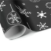 Schwarz und Weiß Moderne Schneeflocken Weihnachten Geschenkpapier (Rolleneckpunkt)