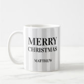 Schwarz und Weiß Moderne Streifen Frohe Weihnachte Kaffeetasse (Links)