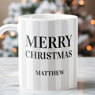 Schwarz und Weiß Moderne Streifen Frohe Weihnachte Kaffeetasse