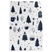 Schwarz und Weiß Moderner Minimaler Weihnachtsurla Mittlere Geschenktüte (Rückseite)