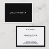 Schwarz und Weiß Modernes B&W Elegantes Minimalist Visitenkarte (Vorne/Hinten)