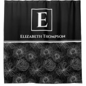 Schwarz und Weiß Modernes Bauernhaus Monogram Duschvorhang (Vorderseite)