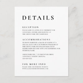 Schwarz und Weiß Modernes Minimalistisches Elegant Begleitkarte