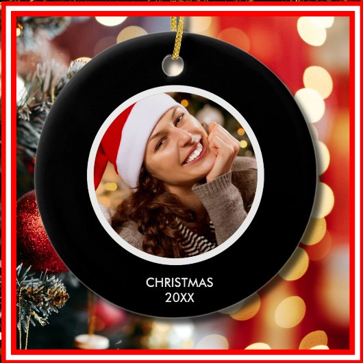 Schwarz und Weiß | Modernes Monogramm-FOTO Keramik Ornament