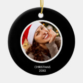 Schwarz und Weiß | Modernes Monogramm-FOTO Keramik Ornament (Vorne)