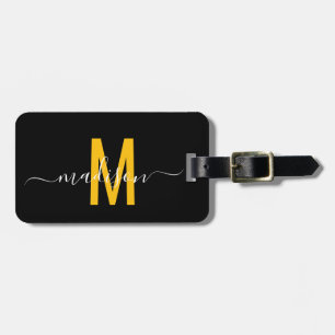 Schwarz und Weiß Modernes Monogramm Gepäckanhänger