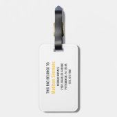 Schwarz und Weiß | Modernes Monogramm Gepäckanhänger (Rückseite vertikal)