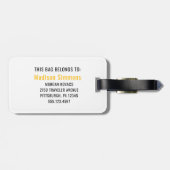 Schwarz und Weiß | Modernes Monogramm Gepäckanhänger (Rückseite horizontal)