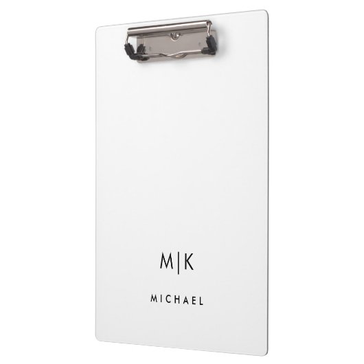 Schwarz und Weiß | Modernes Monogramm Klemmbrett (Links)