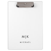 Schwarz und Weiß | Modernes Monogramm Klemmbrett (Vorderseite)