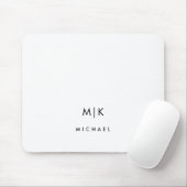 Schwarz und Weiß | Modernes Monogramm Mousepad (Mit Mouse)