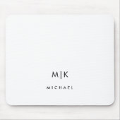 Schwarz und Weiß | Modernes Monogramm Mousepad (Vorne)