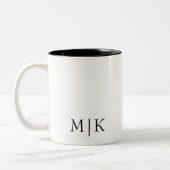 Schwarz und Weiß | Modernes Monogramm Zweifarbige Tasse (Links)