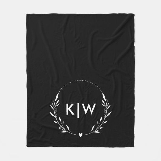 Schwarz und Weiß | Monogram für moderne Initials Fleecedecke (Vorderseite)