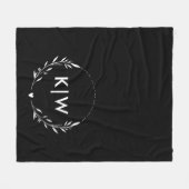 Schwarz und Weiß | Monogram für moderne Initials Fleecedecke (Vorderseite (Horizontal))
