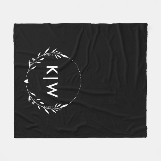Schwarz und Weiß | Monogram für moderne Initials Fleecedecke (Vorderseite (Horizontal))