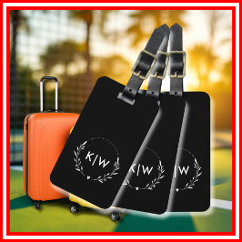 Schwarz und Weiß | Monogram für moderne Initials Gepäckanhänger