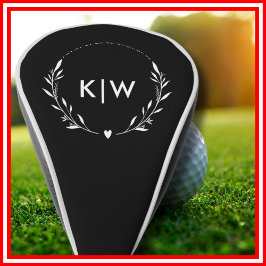 Schwarz und Weiß | Monogram für moderne Initials Golf Headcover