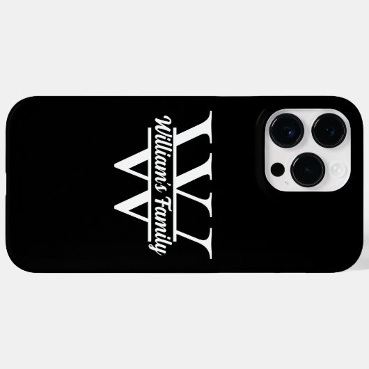 Schwarz und Weiß | Monogramm für einfache Familien Case-Mate iPhone Hülle (Rückseite (Horizontal))