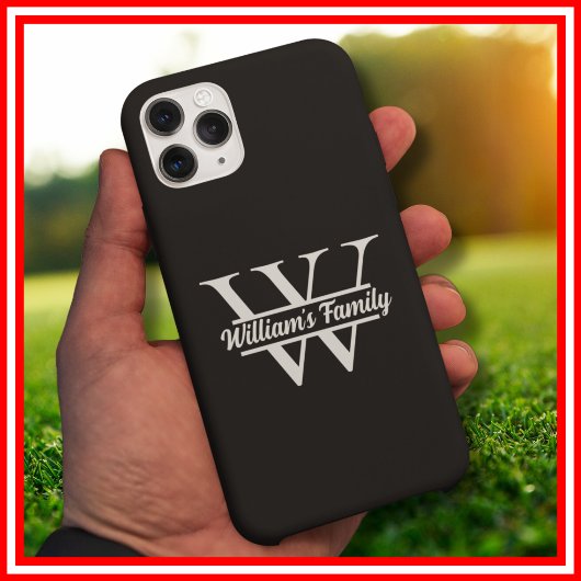 Schwarz und Weiß | Monogramm für einfache Familien Case-Mate iPhone Hülle