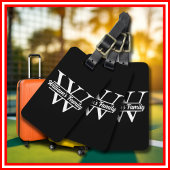 Schwarz und Weiß | Monogramm für einfache Familien Gepäckanhänger