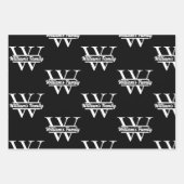 Schwarz und Weiß | Monogramm für einfache Familien Geschenkpapier Set (Vorderseite 3)