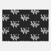 Schwarz und Weiß | Monogramm für einfache Familien Geschenkpapier Set (Vorderseite 2)