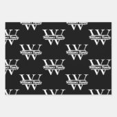 Schwarz und Weiß | Monogramm für einfache Familien Geschenkpapier Set (Vorderseite)