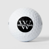 Schwarz und Weiß | Monogramm für einfache Familien Golfball (Vorderseite)