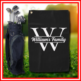 Schwarz und Weiß | Monogramm für einfache Familien Golfhandtuch