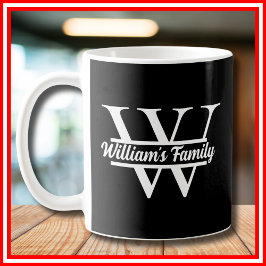 Schwarz und Weiß | Monogramm für einfache Familien Kaffeetasse