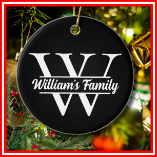 Schwarz und Weiß Monogramm für einfache Familien Keramik Ornament