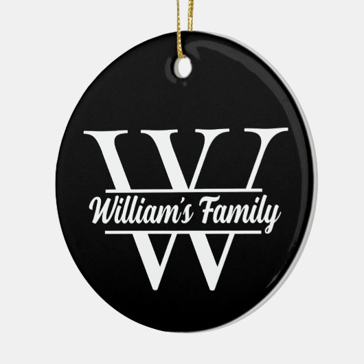 Schwarz und Weiß | Monogramm für einfache Familien Keramik Ornament (Links)