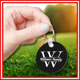 Schwarz und Weiß | Monogramm für einfache Familien Schlüsselanhänger
