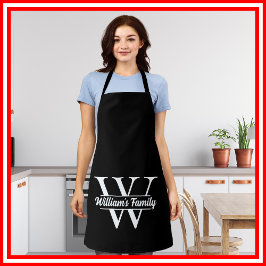 Schwarz und Weiß | Monogramm für einfache Familien Schürze