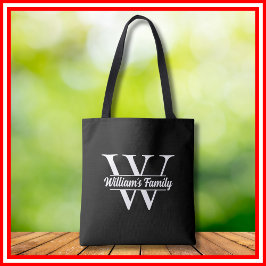 Schwarz und Weiß | Monogramm für einfache Familien Tasche