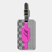 Schwarz und Weiß: Monogramm hinzufügen Gepäckanhänger (Vorderseite vertikal)