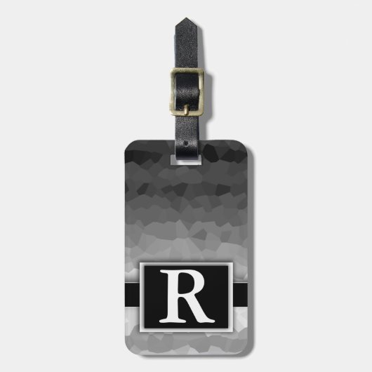 Schwarz und Weiß Ombre Modernes, elegantes Monogra Gepäckanhänger (Vorderseite vertikal)