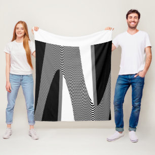 Schwarz und Weiß Op Art Design, Fleece Blankon