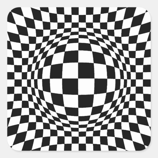 Schwarz und Weiß Op Art Square Quadratischer Aufkleber (Vorderseite)