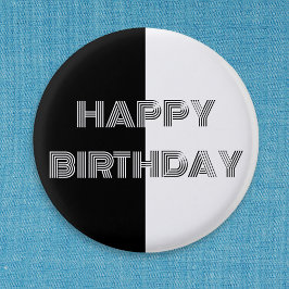 Schwarz und Weiß Op Cool Stilvolles Happy Birthday Button