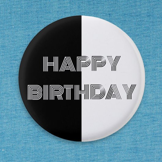 Schwarz und Weiß Op Cool Stilvolles Happy Birthday Button