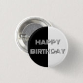 Schwarz und Weiß Op Cool Stilvolles Happy Birthday Button (Vorne & Hinten)