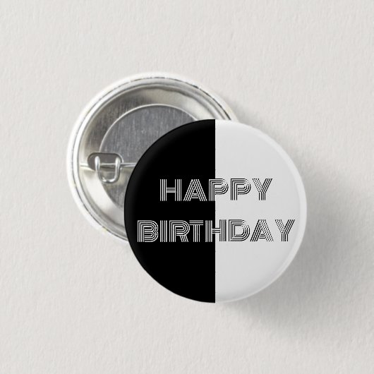 Schwarz und Weiß Op Cool Stilvolles Happy Birthday Button (Vorne & Hinten)