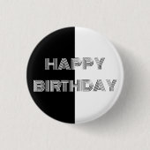 Schwarz und Weiß Op Cool Stilvolles Happy Birthday Button (Vorderseite)