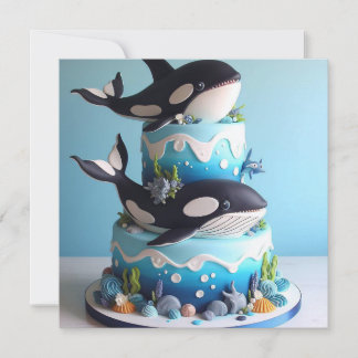 SCHWARZ UND WEISS ORCA WALE CAKE BIRTHDAY EINLADUNG
