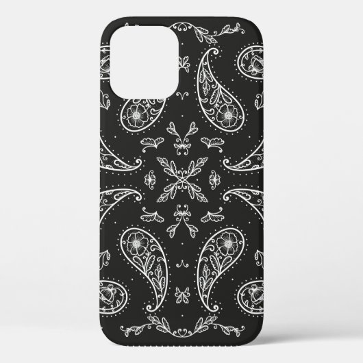 Schwarz und Weiß Paisley Bandana Ornament Print. V Case-Mate iPhone Hülle (Rückseite)