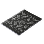 Schwarz und Weiß Paisley Bandana Ornament Print. V Notizblock (Linke Seite)